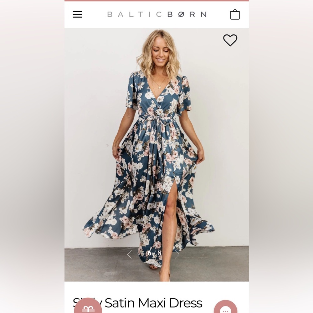 * WORN ONCE* Baltic Born Sicily Satin Maxi Dress Blue Floral Medium